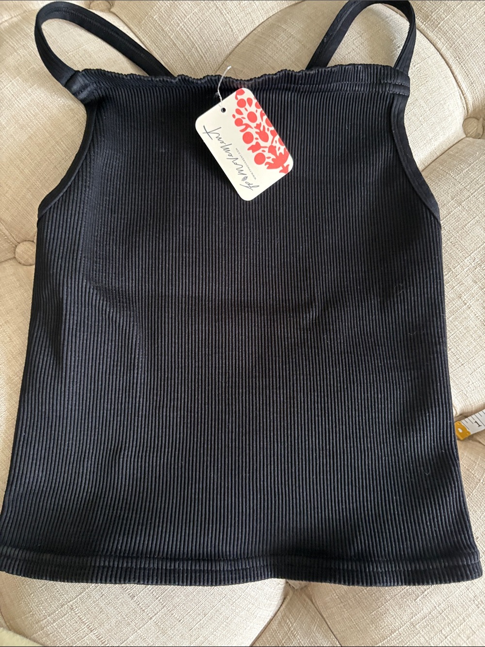 FP Movement by Free People Black Ribbed Square-Neck Crop Tank